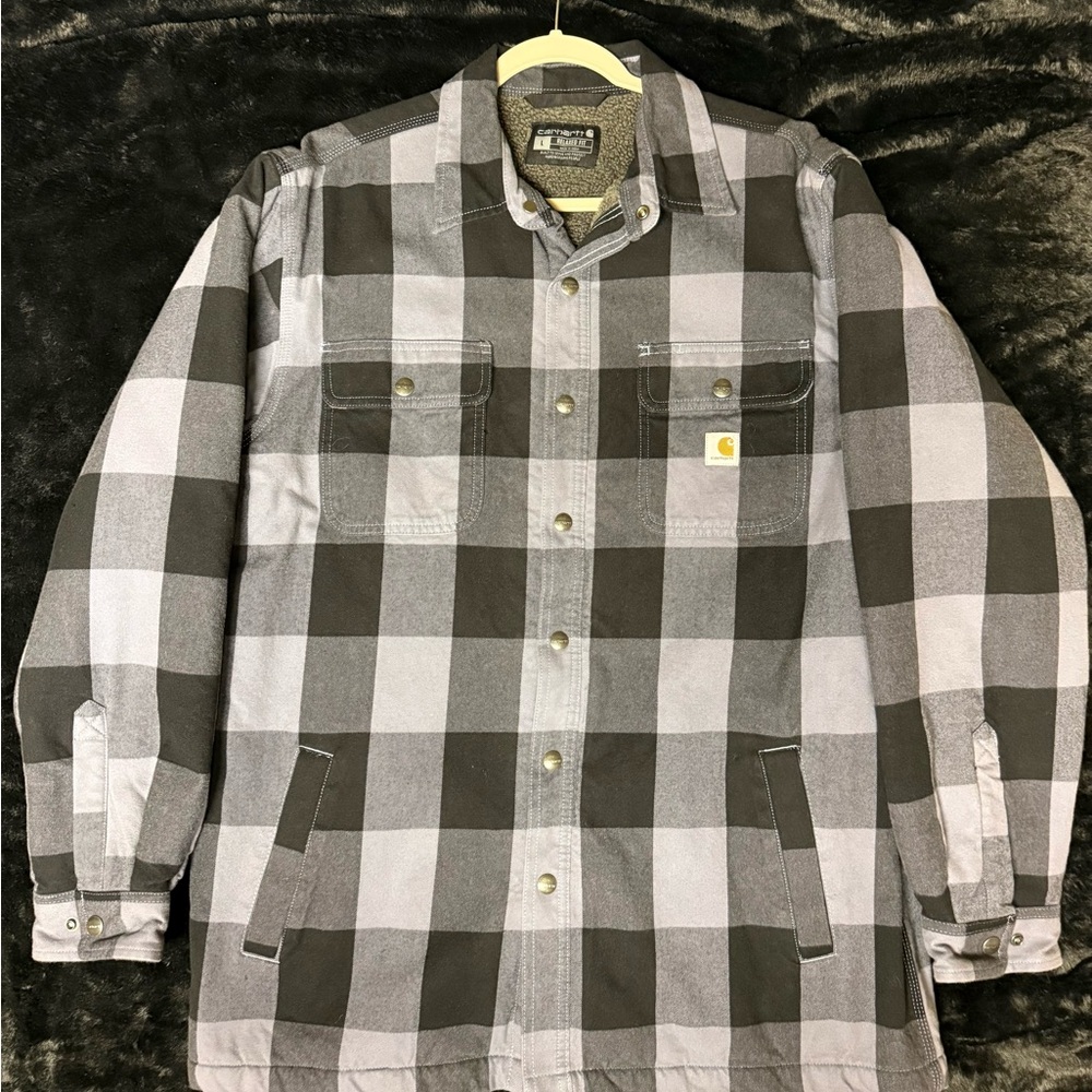 Carhartt Shirt Jacket Button up Blue and Grey